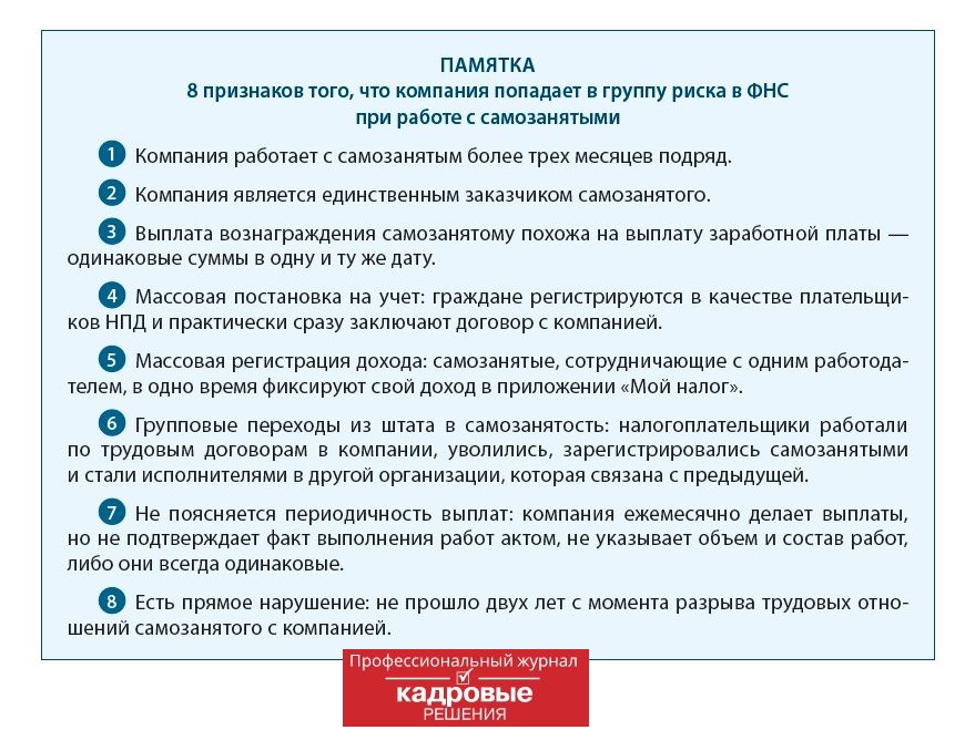 8 рисков при работе с самозанятыми
