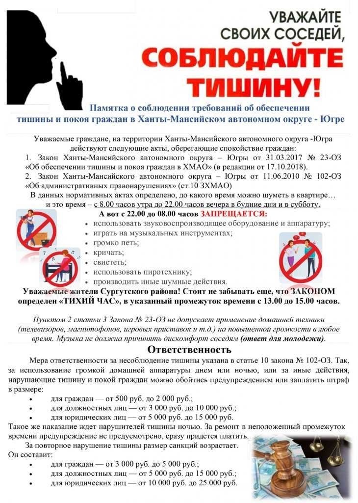 Закон о тишине в ярославской области нормы штрафы и правила